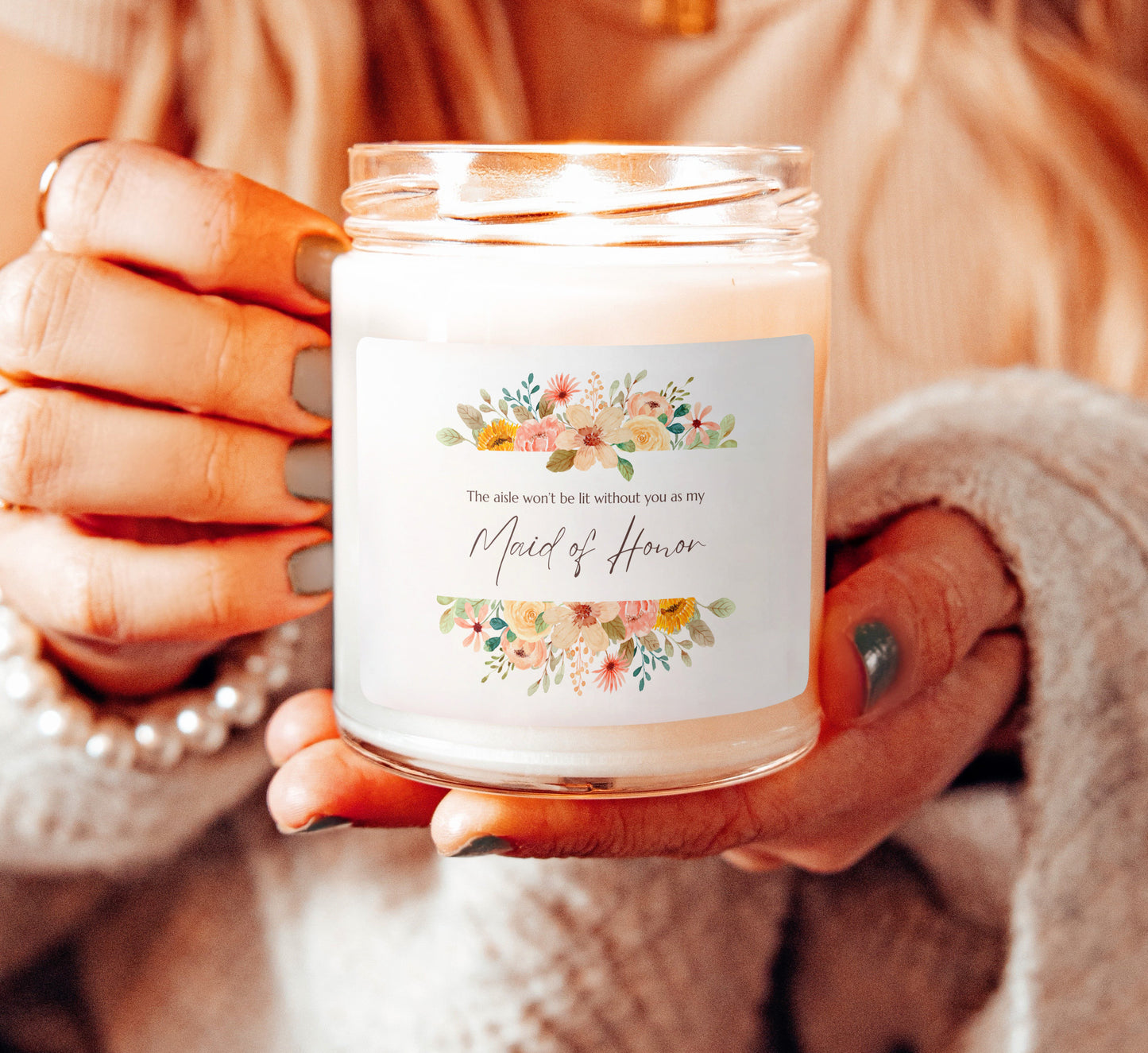 Be My Maid of Honor Proposal Candle