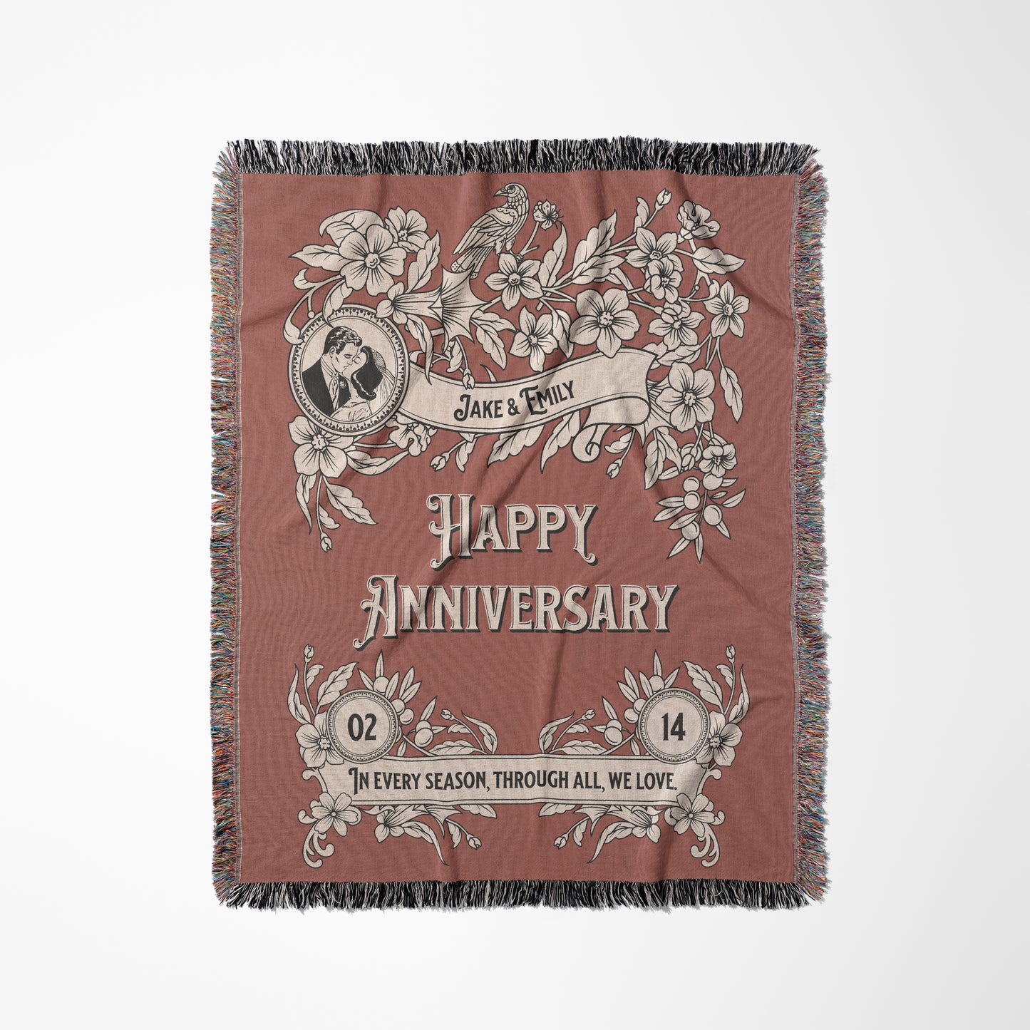 Vintage Beauty Anniversary Personalized Woven Blanket