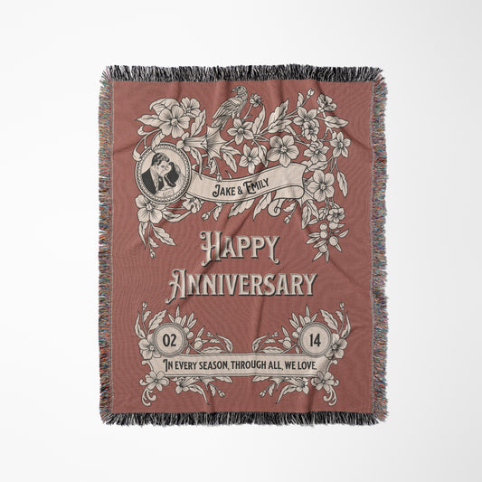 Vintage Beauty Anniversary Personalized Woven Blanket