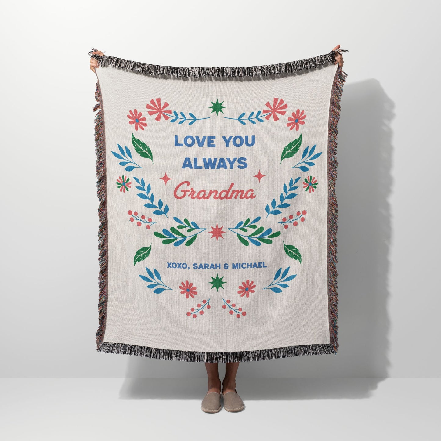 Love You Always Mom Personalized Woven Blanket