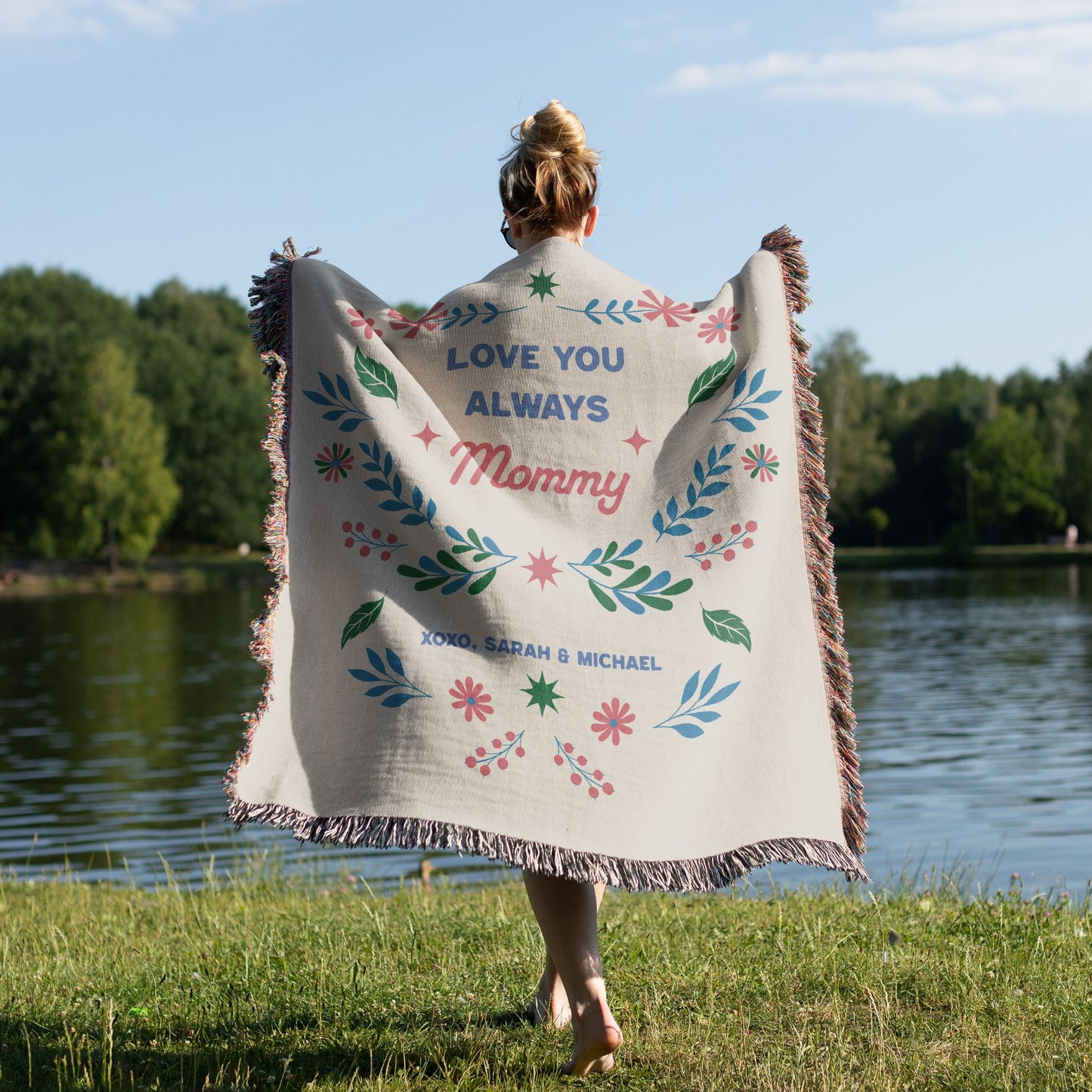 Love You Always Mom Personalized Woven Blanket