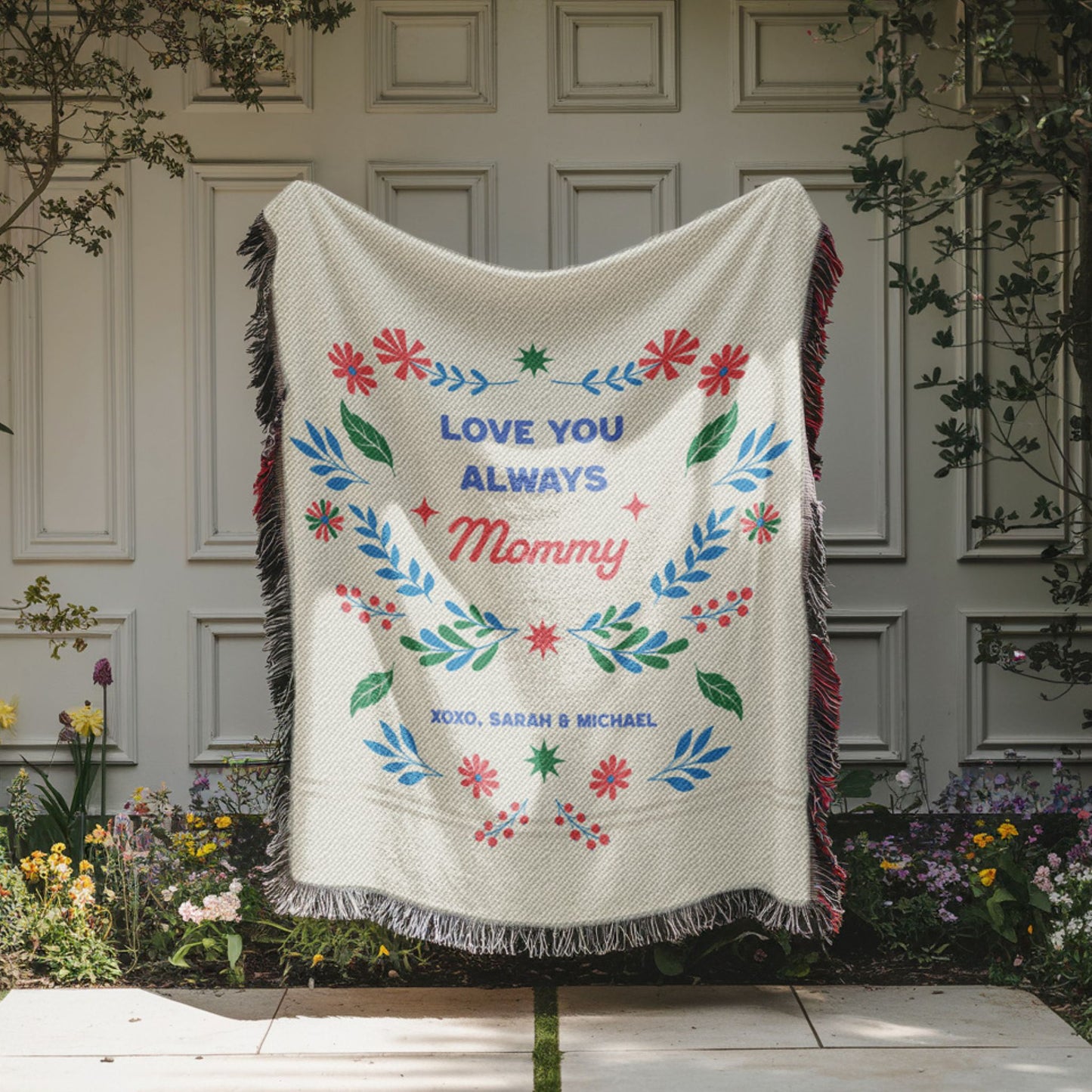 Love You Always Mom Personalized Woven Blanket