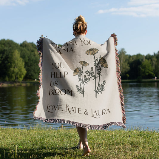 Yellow Cosmos Thank You Mom Woven Blanket