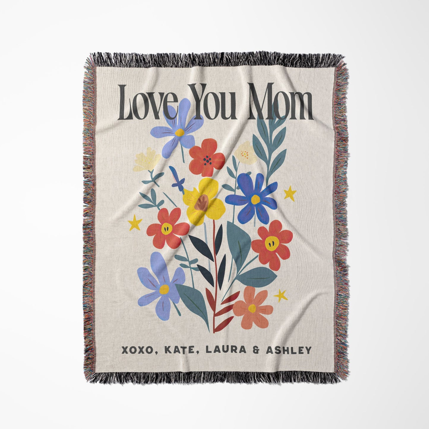 Flower Garden Love  you Mom Woven Blanket