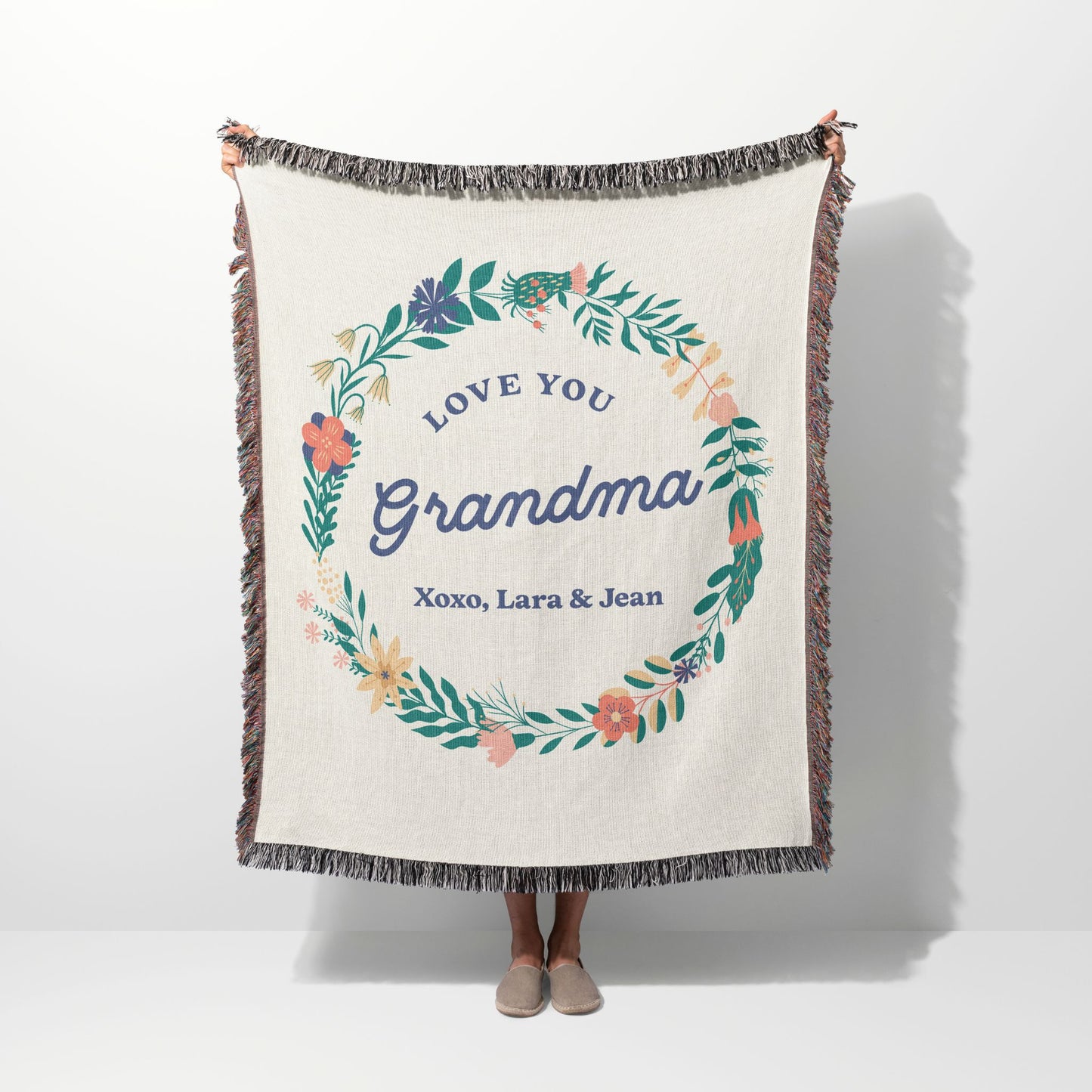Green Laurel Love You Mama Woven Blanket