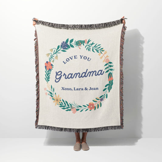 Green Laurel Love You Mama Woven Blanket