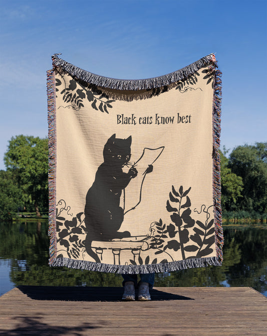 Black Cats Know Best Woven Blanket
