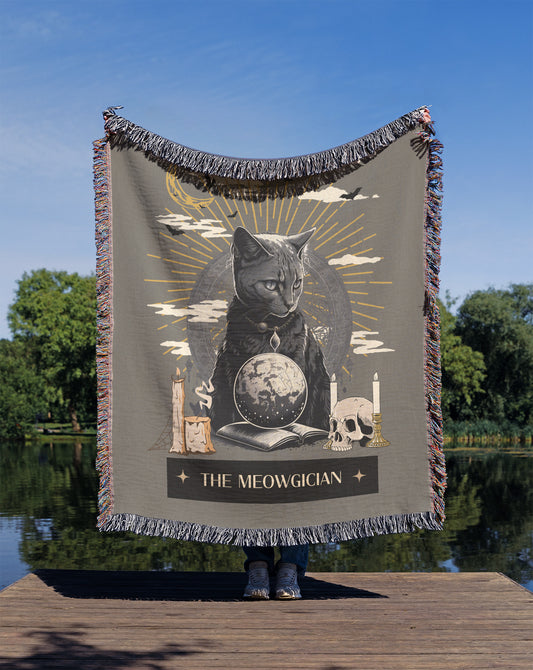 The Meowgician Woven Blanket