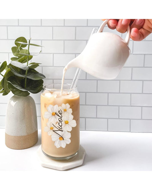 Blossom & Brew Personalized Iced Coffee Sipper Glass Cup