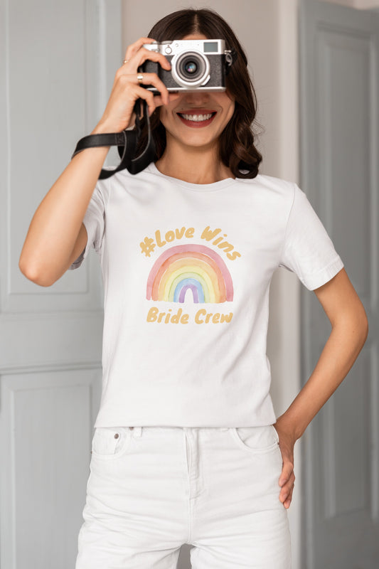 Love Wins Rainbow Bride Crew Tshirt