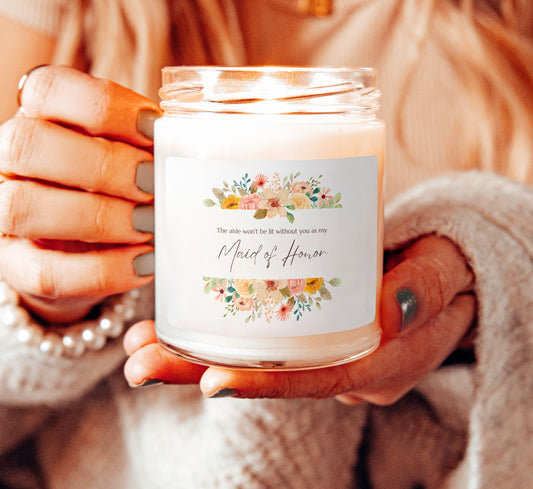 Be My Maid of Honor Proposal Candle