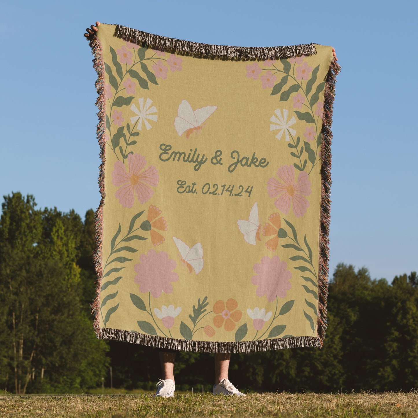 Whimsical Garden Personalized Woven Blanket