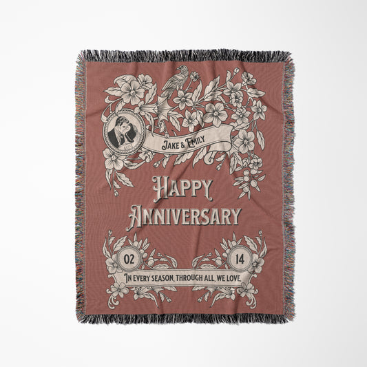 Vintage Beauty Anniversary Personalized Woven Blanket