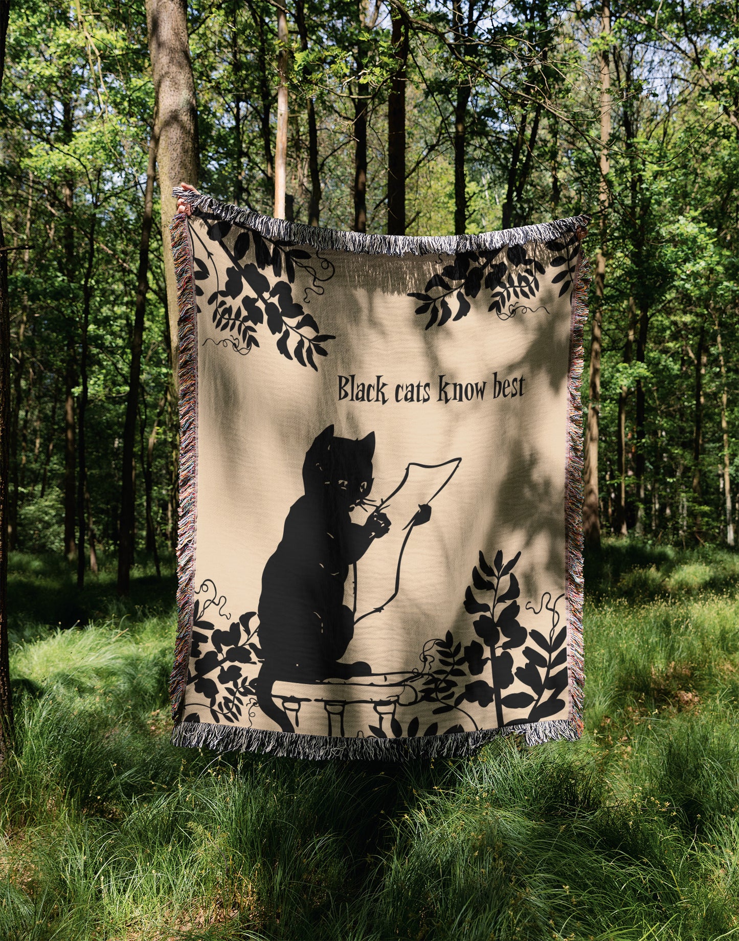 Black Cats Know Best Woven Blanket