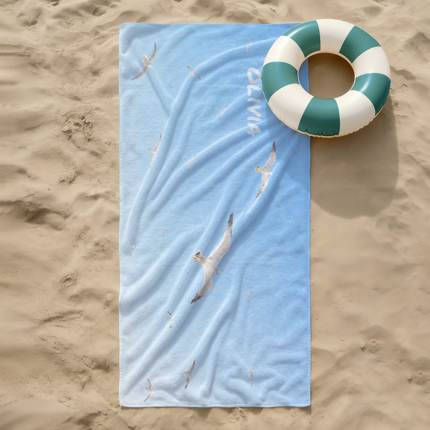 Sea Meets Sky Personalized Beach Towels
