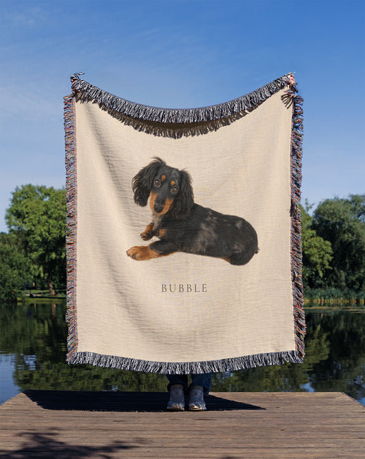 Personalized Pets Portrait Woven Blanket