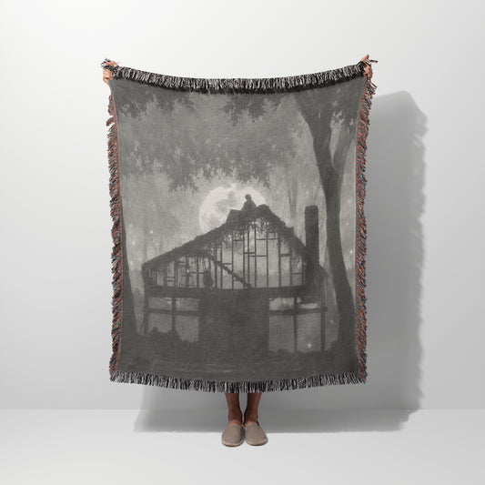 The Moonlit Cabin Woven Blanket