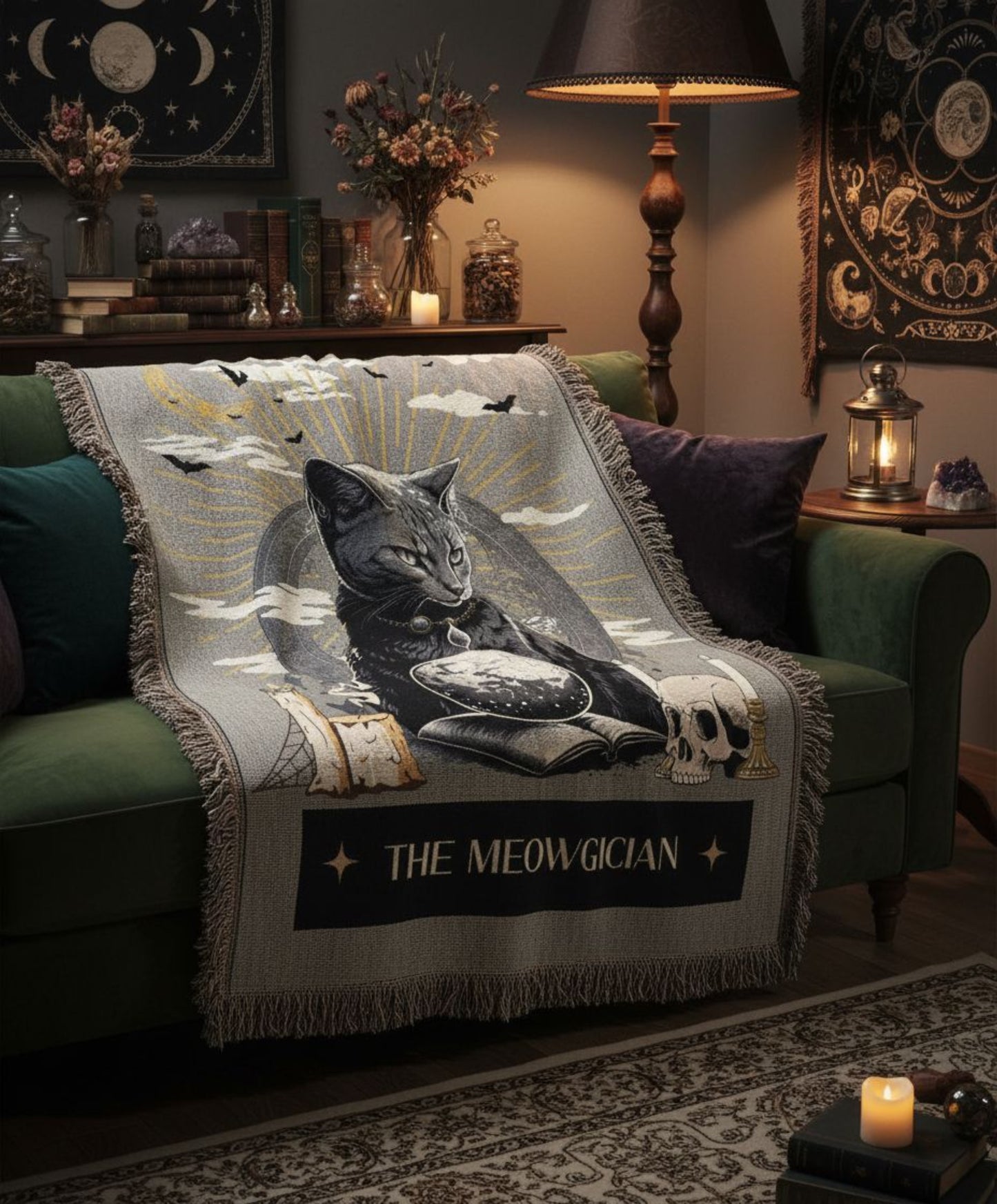 The Meowgician Woven Blanket