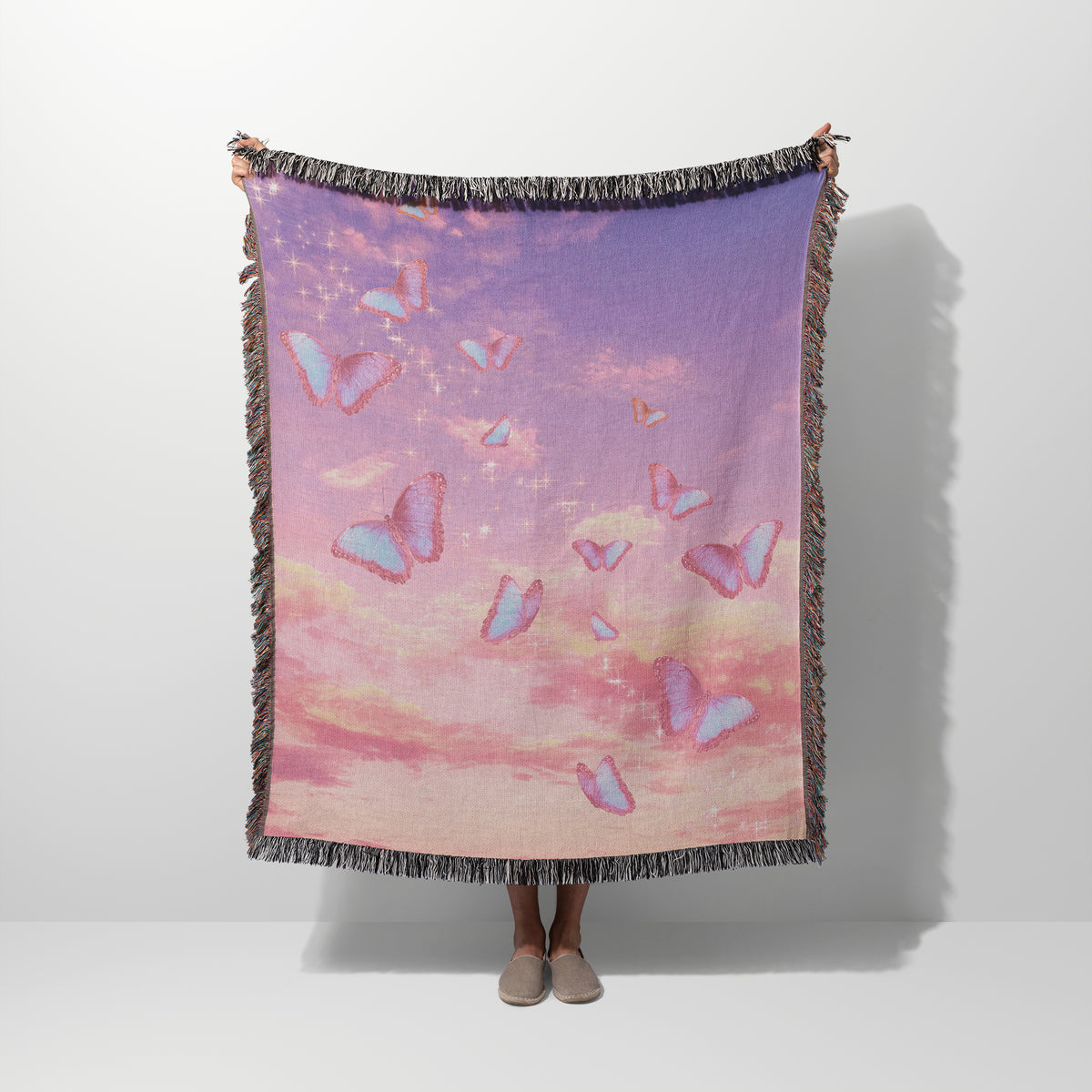 Pink and Magenta Sky Woven Blanket