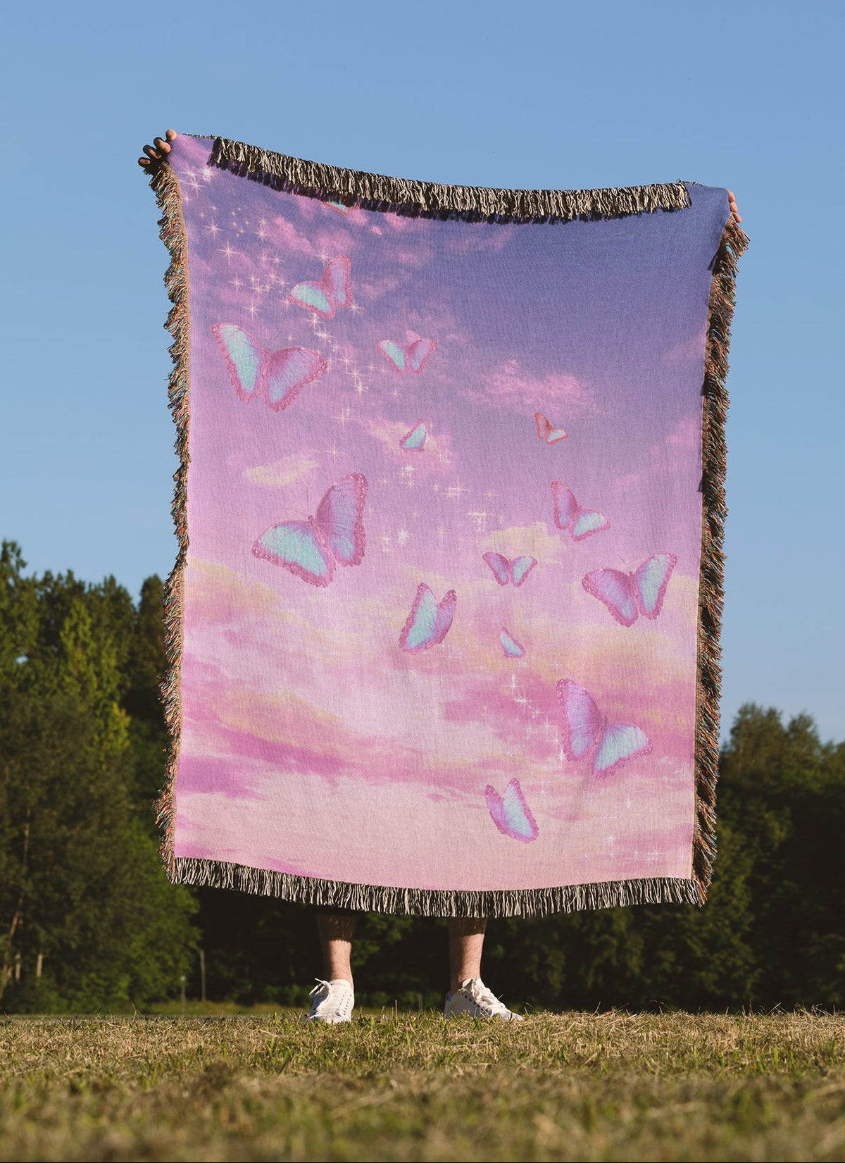 Pink and Magenta Sky Woven Blanket
