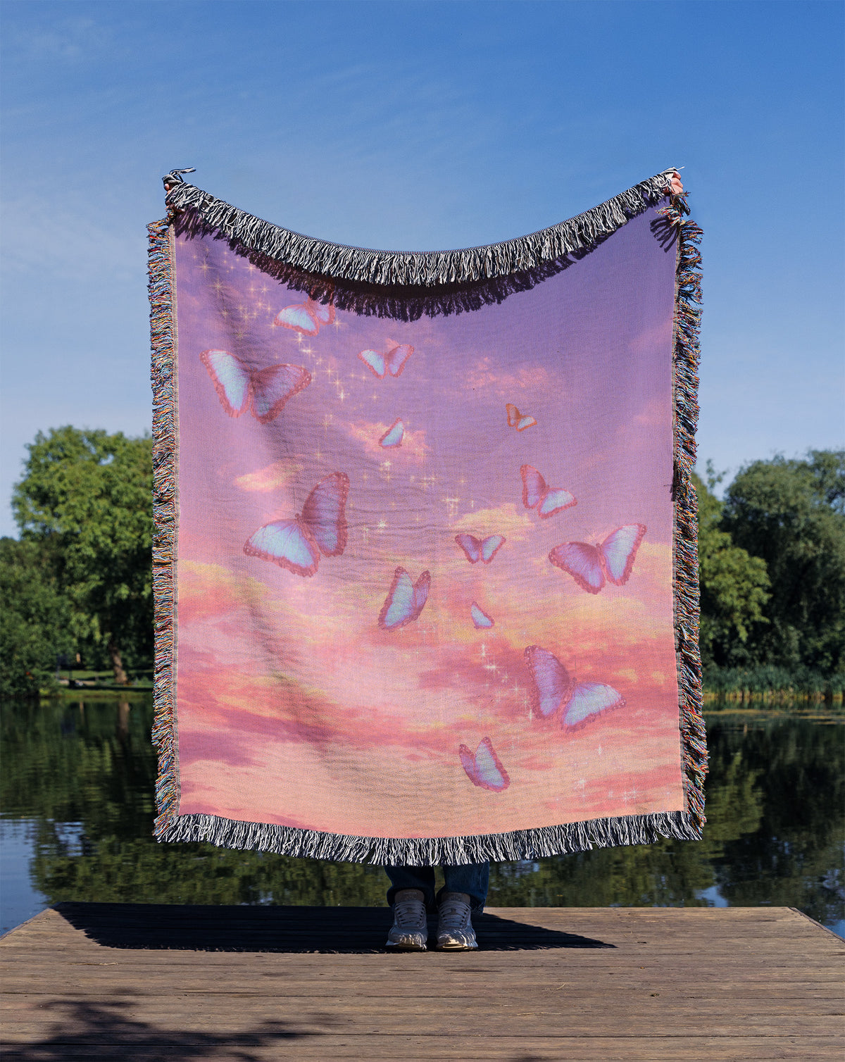 Pink and Magenta Sky Woven Blanket