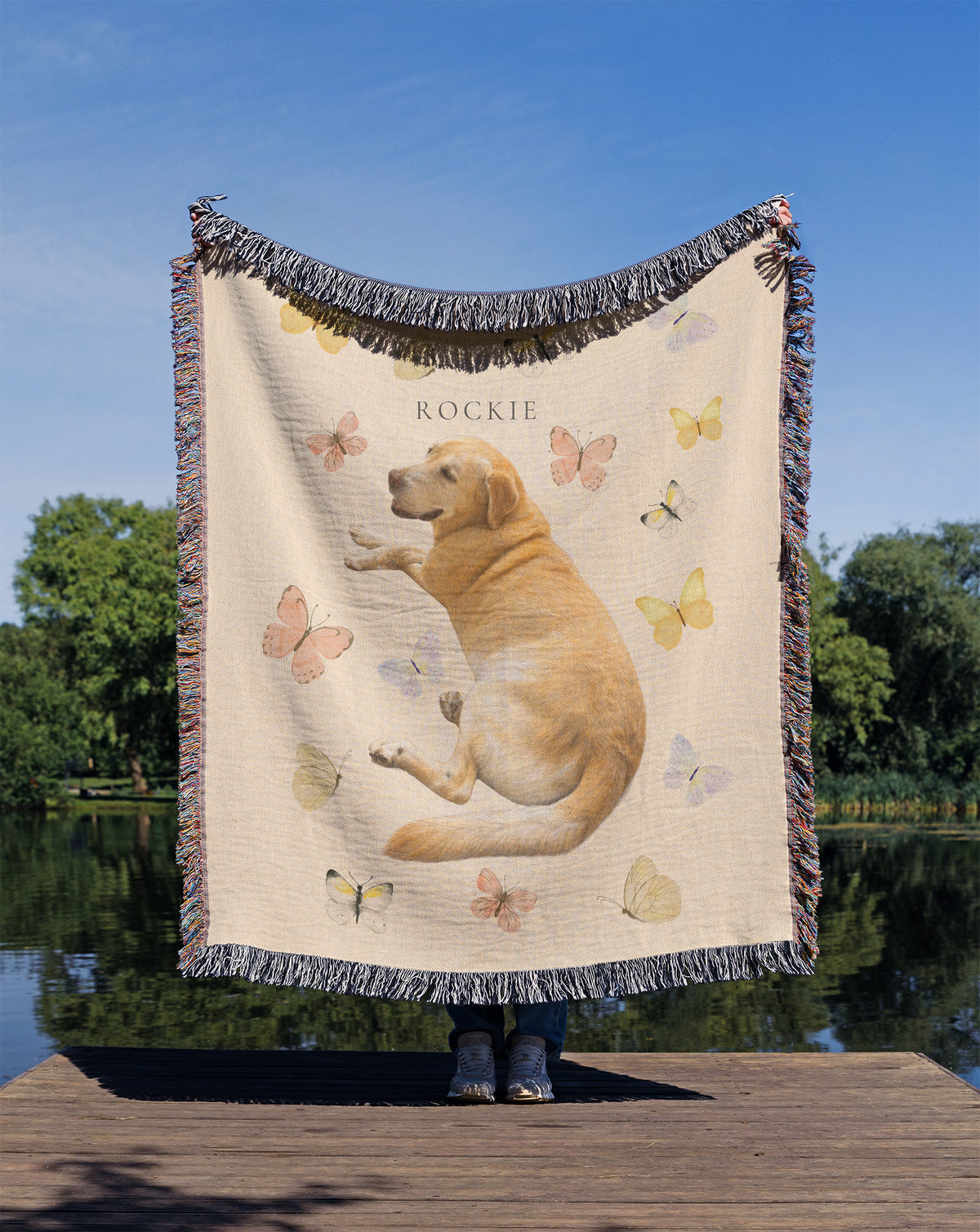 Butterflies & Paws Personalized Woven Blanket