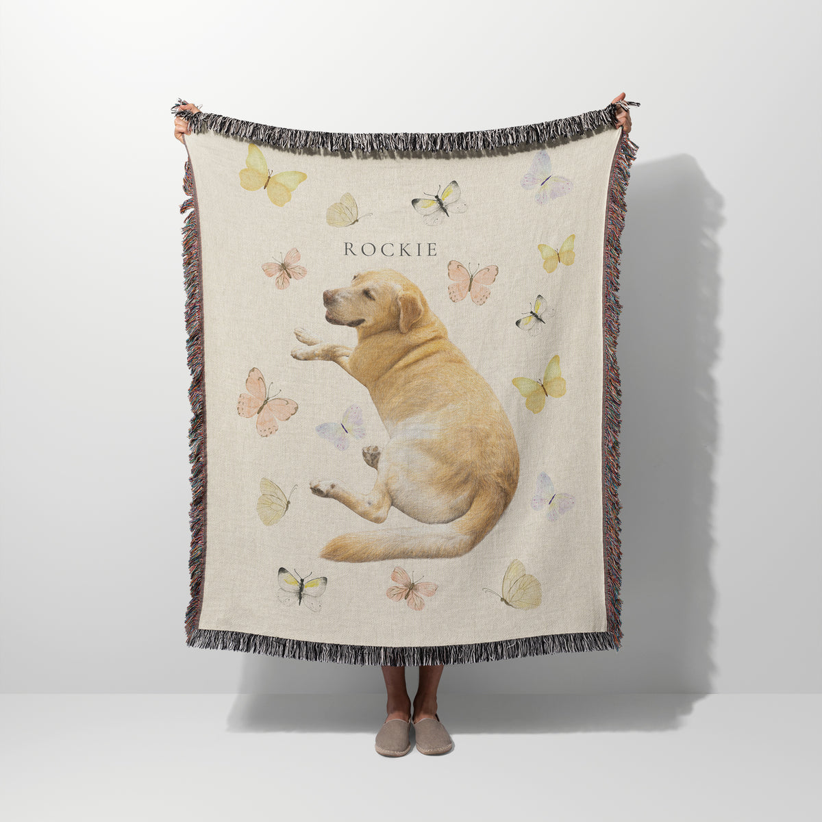 Butterflies & Paws Personalized Woven Blanket