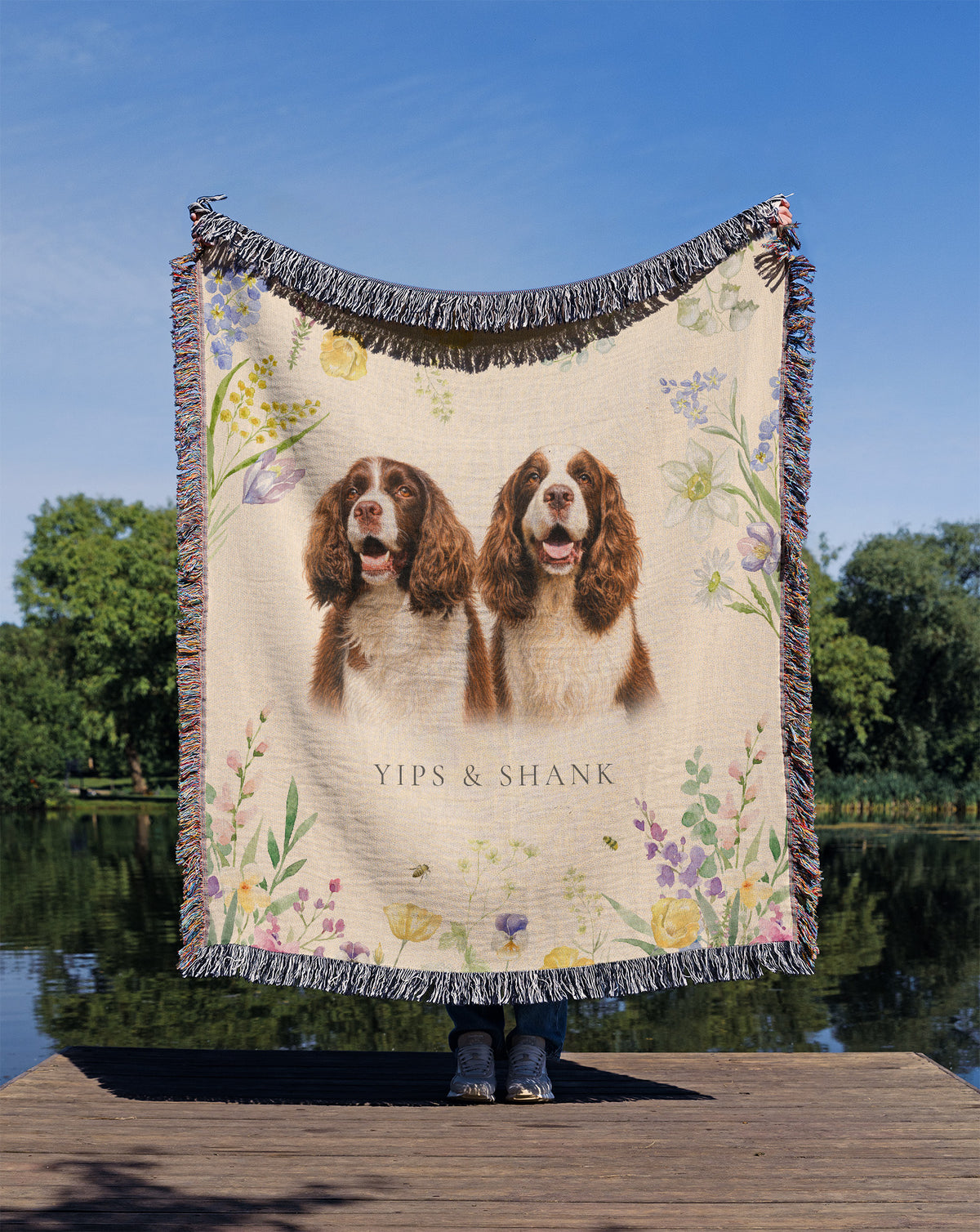 Spring Blooms Personalized Pets Woven Blanket